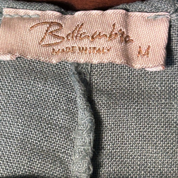 Teal blue boxy 100% linen top sequined hem made in Italy lagenlook - Picture 7 of 7